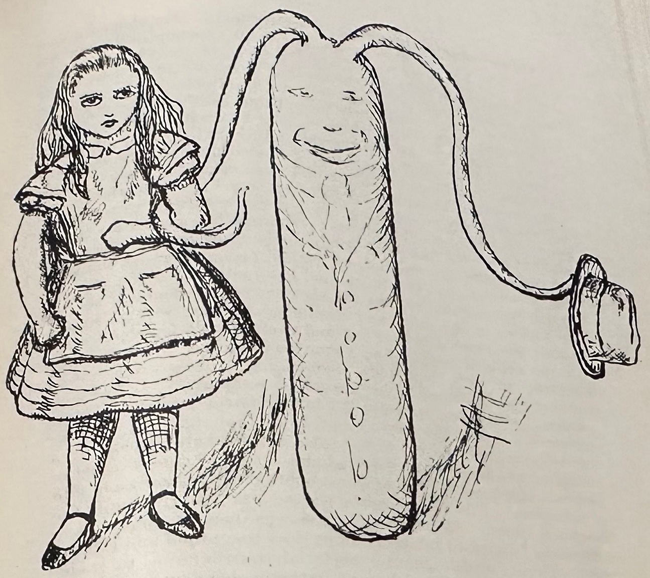 This illustration, taken from Marjory Stephenson’s article, ‘Down the microscope and what Alice found there’ in the department’s humorous Brighter Biochemistry journal, 1927. 