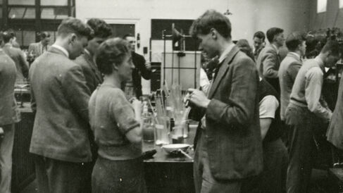 Holmes and Synge demonstrating for the 1937-1938 Part I Class