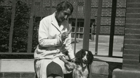 Stephenson and Judith the dog, c1930