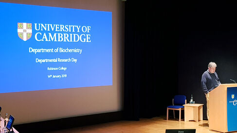 Professor Mark Carrington welcomes delegates to the Department Research Day.