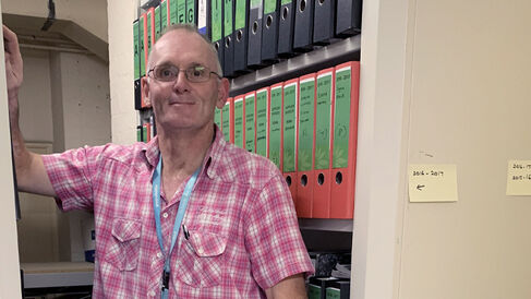 Roger Biamonti and the rolling shelving system