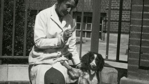 Marjory Stephenson outside the Department with Judith