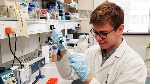 Keir Murison in the laboratory