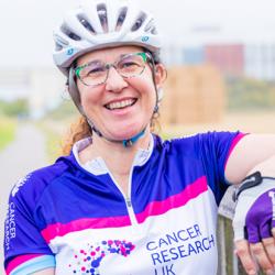 Dr Helen Mott preparing for the Cancer Research UK Cycle 300 challenge.