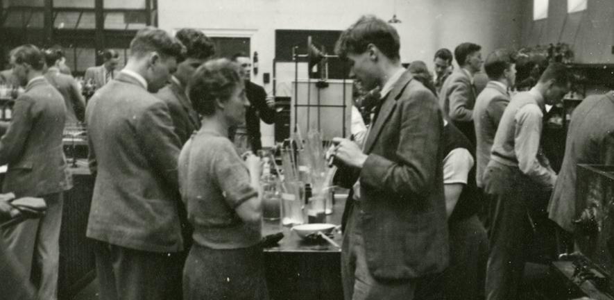 Holmes and Synge demonstrating for the 1937-1938 Part I Class