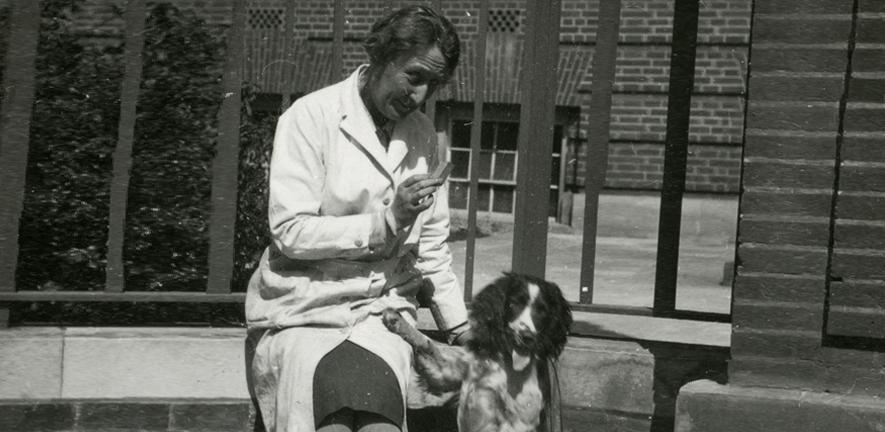 Stephenson and Judith the dog, c1930
