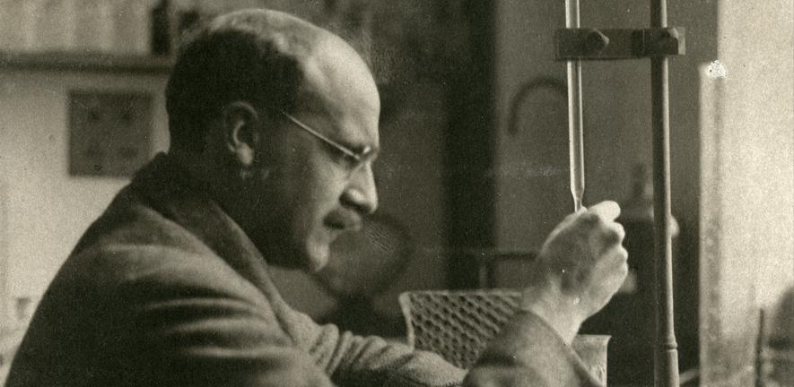 J.B.S. Haldane in the laboratory, c1930