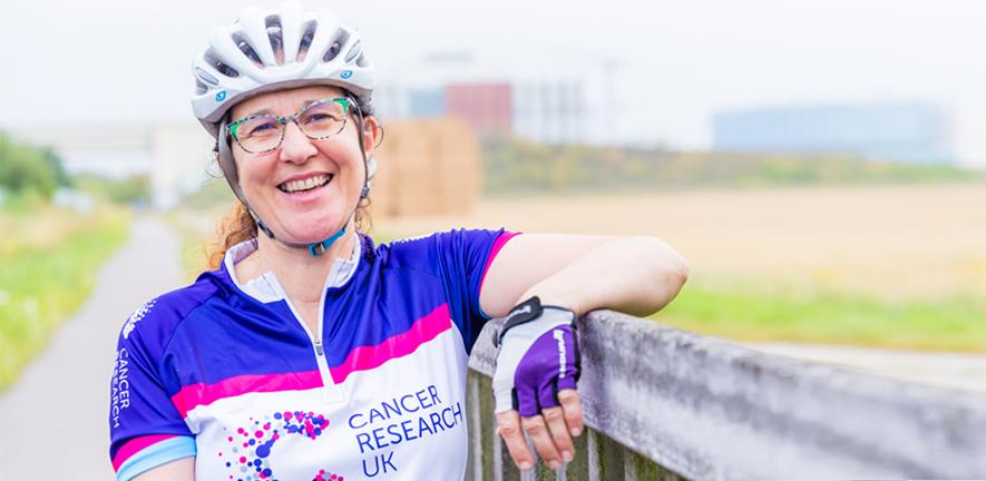 Dr Helen Mott preparing for the Cancer Research UK Cycle 300 challenge.
