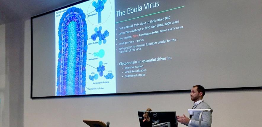 Third year PhD student Michael Scherm presents on the activation of signalling complexes by the Ebola virus glycoprotein
